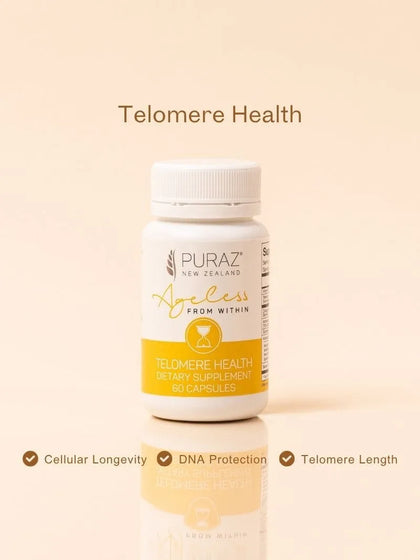 Puraz Telomere Health supplement bottle for cellular ageing support